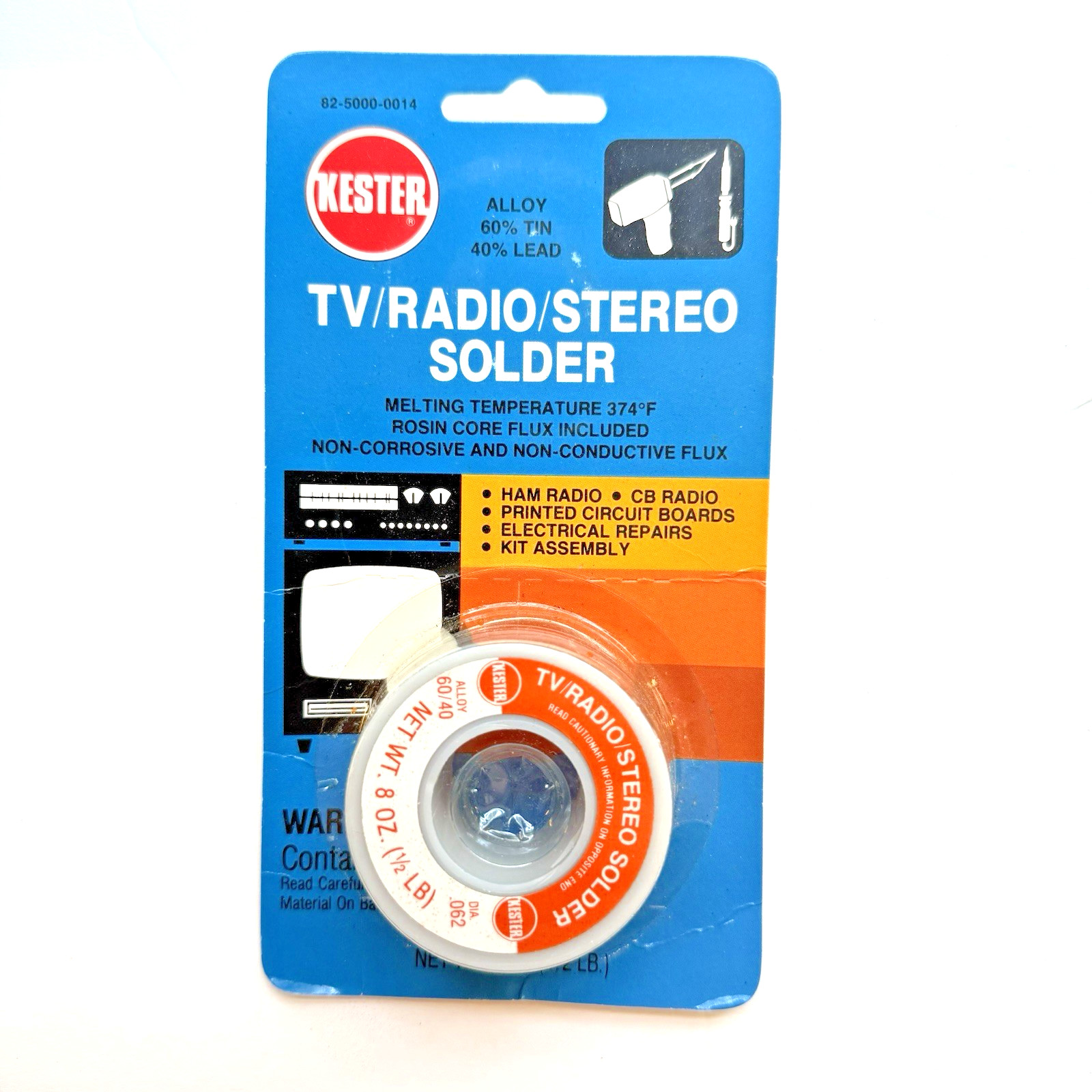 Vintage Kester TV Radio Stereo Rosin Core Solder 8oz 60 Tin/40 Lead NOS Carded