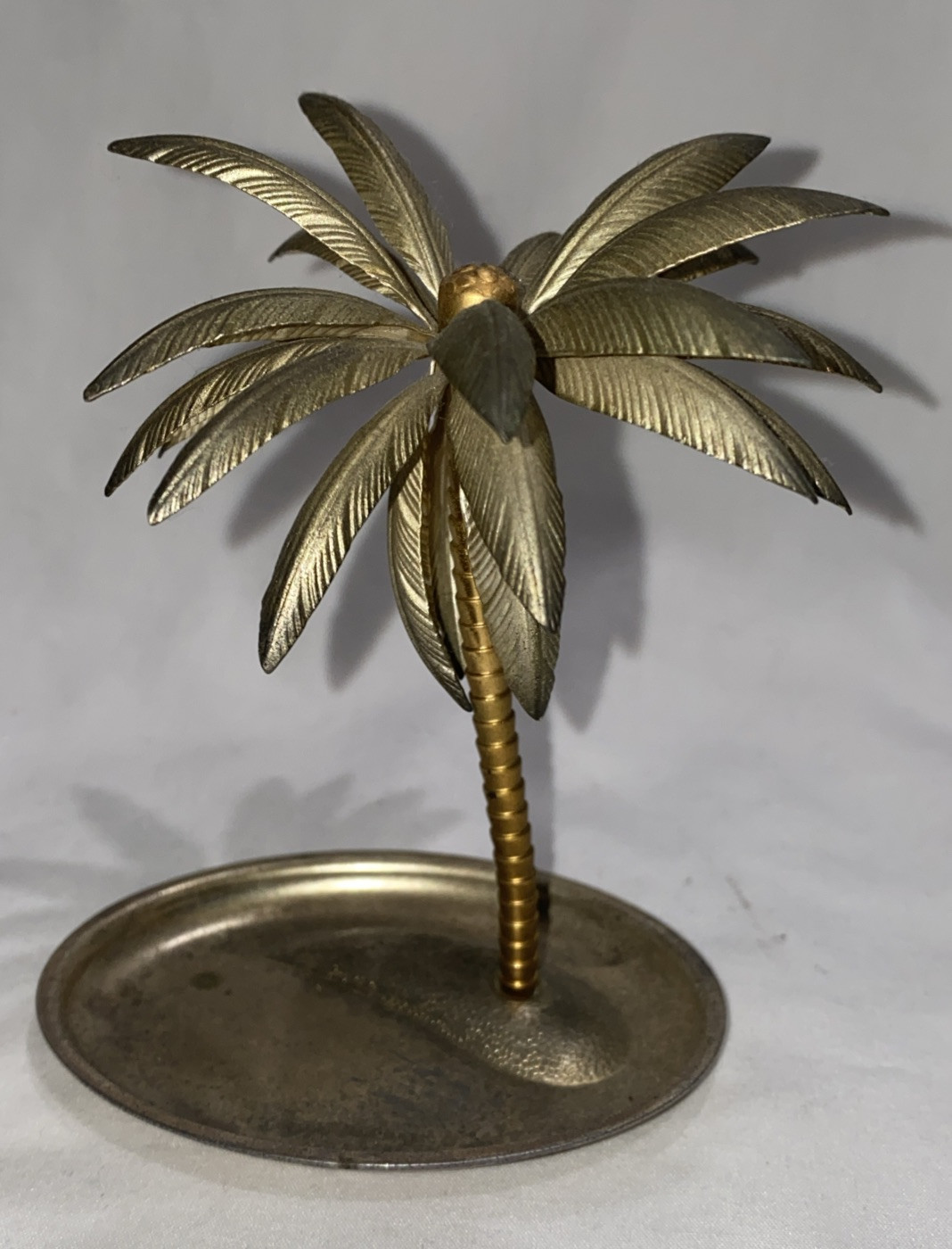 Vtg Olri Greggio, Italy, Silverplate Palm Tree Trinket Dish/Ashtray, 3.75”, EUC