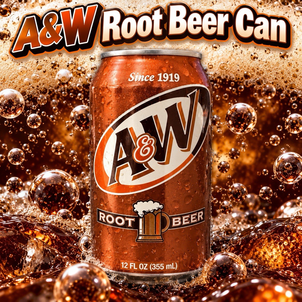 A&W Root Beer Advertising Can Since 1919 12 fl oz/355 mL Pull Tab Brown