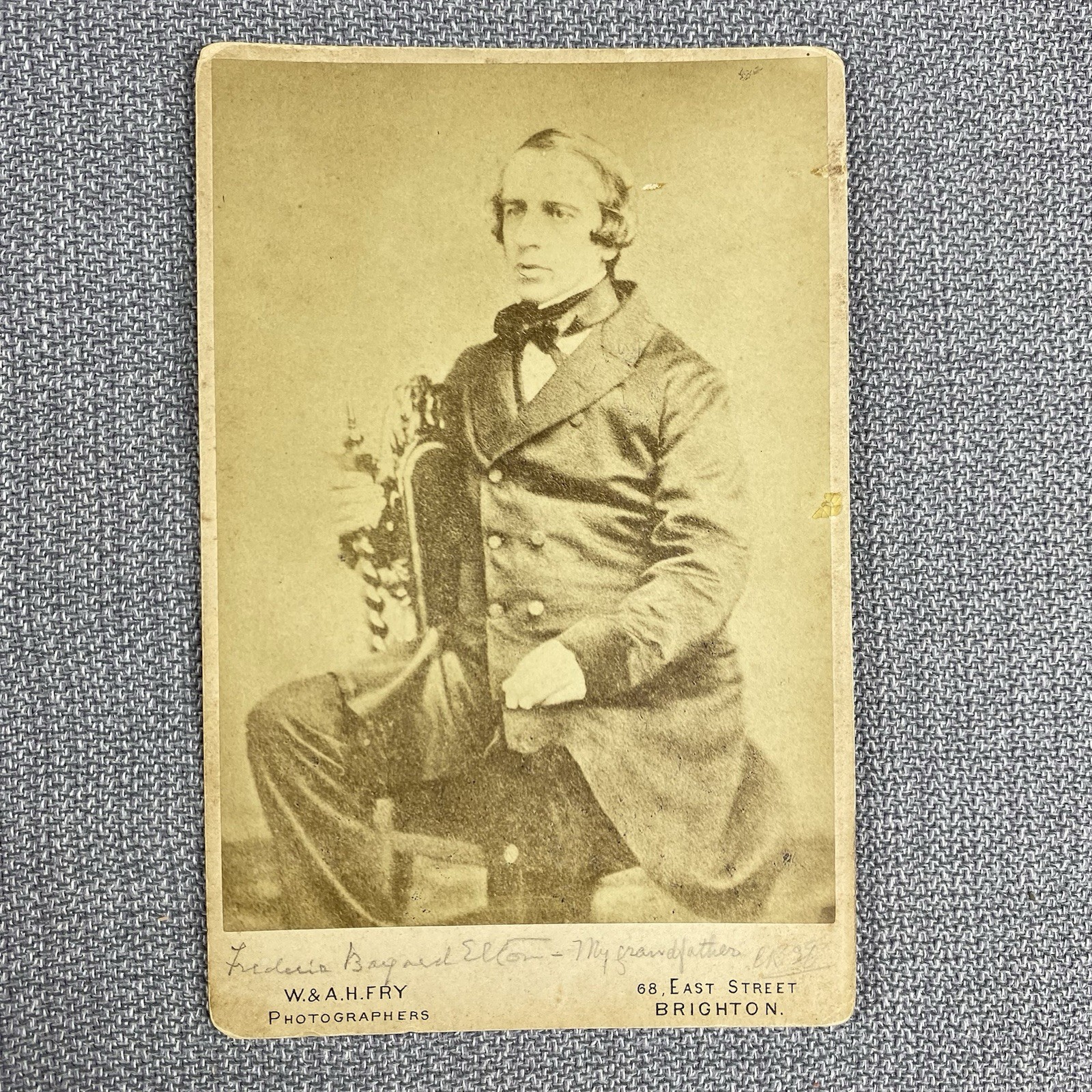 Cabinet Card NAMED man FREDERICK BAYARD ELTON Born Aug 6 1811 Brighton England