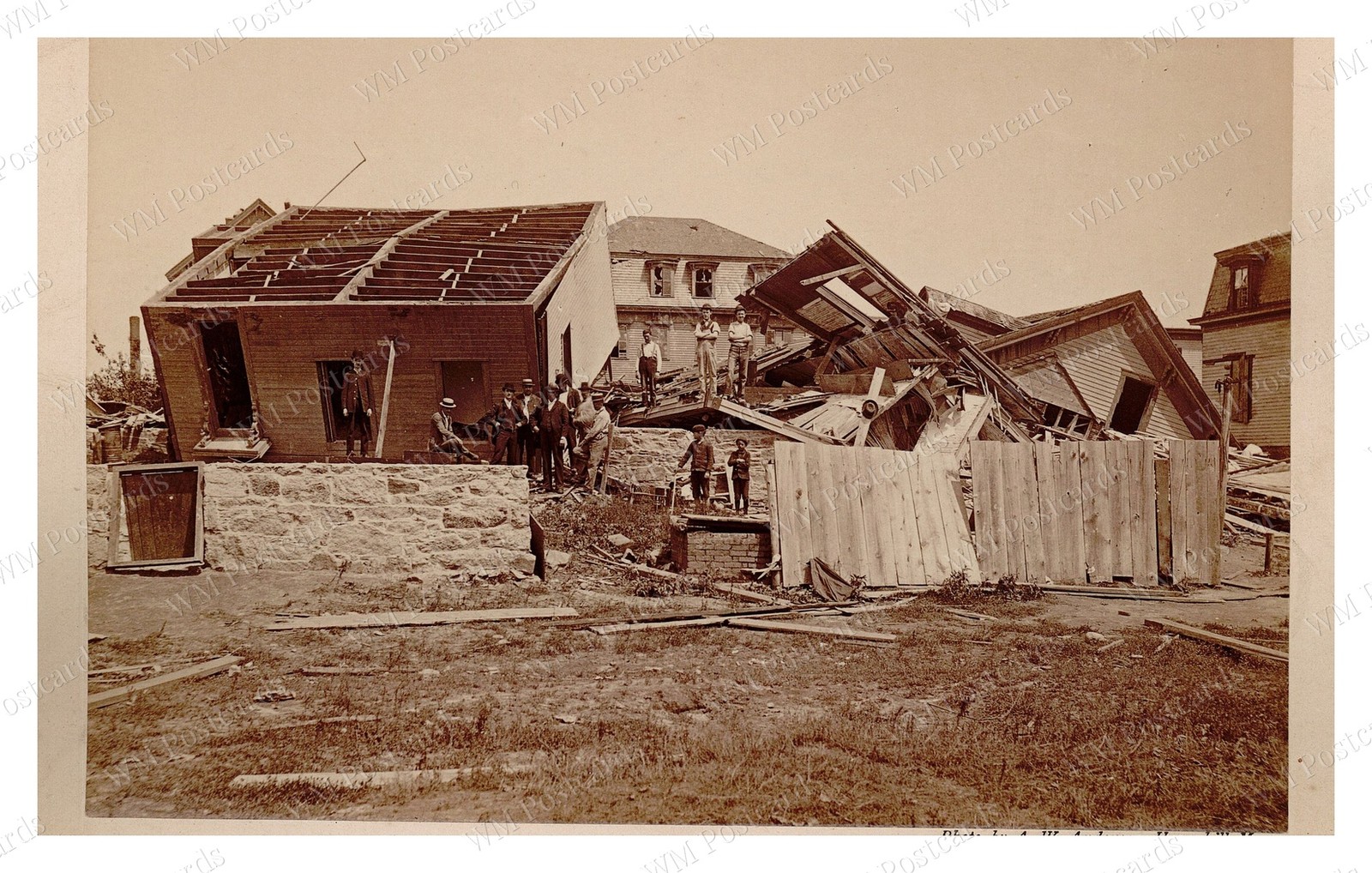 Lawrence Massachusetts 1890 House Collapse Debris Men Standard Postcard