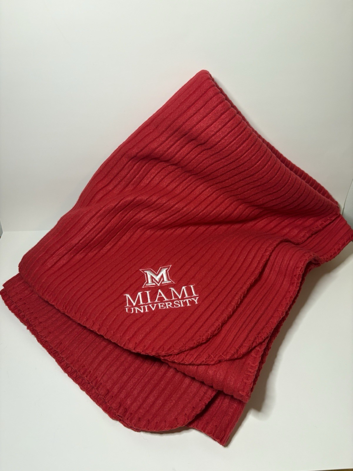 NEW Miami University Oxford Ohio Redhawks Red Fleece Blanket 50” x 60” Tailgate