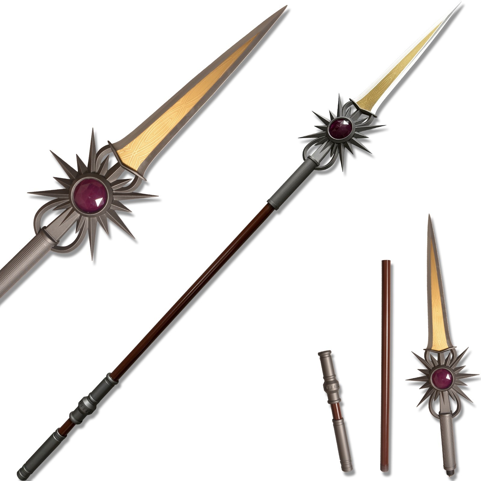 Dark‑Lance Style All‑Metal Spear Prop, 72 Inches Full‑Length Non‑Sharp Game Prop