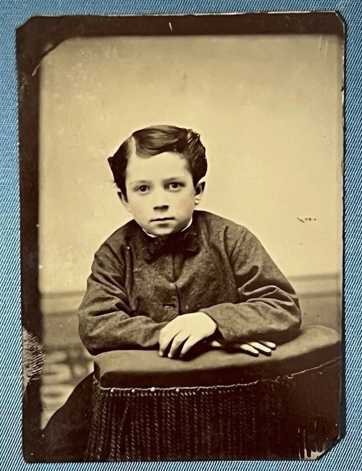 Antique Tintype Young Boy Amazing Gaze Sharp Image Ex Condition