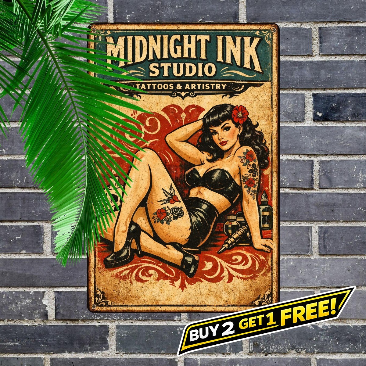 Tattoo Parlor Retro Metal Tin Sign Room Home Wall Art Plaque 8x12