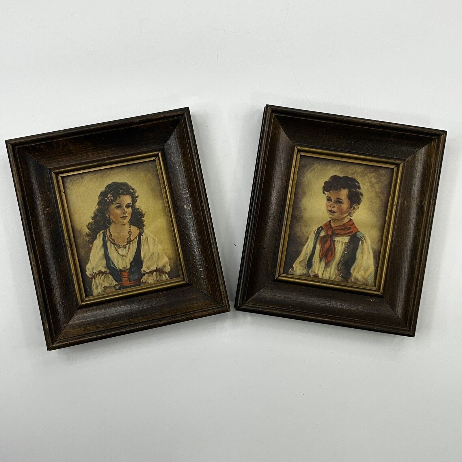 Set of 2 Vintage Solid Dark Wood Frames, Deep, 7.5\