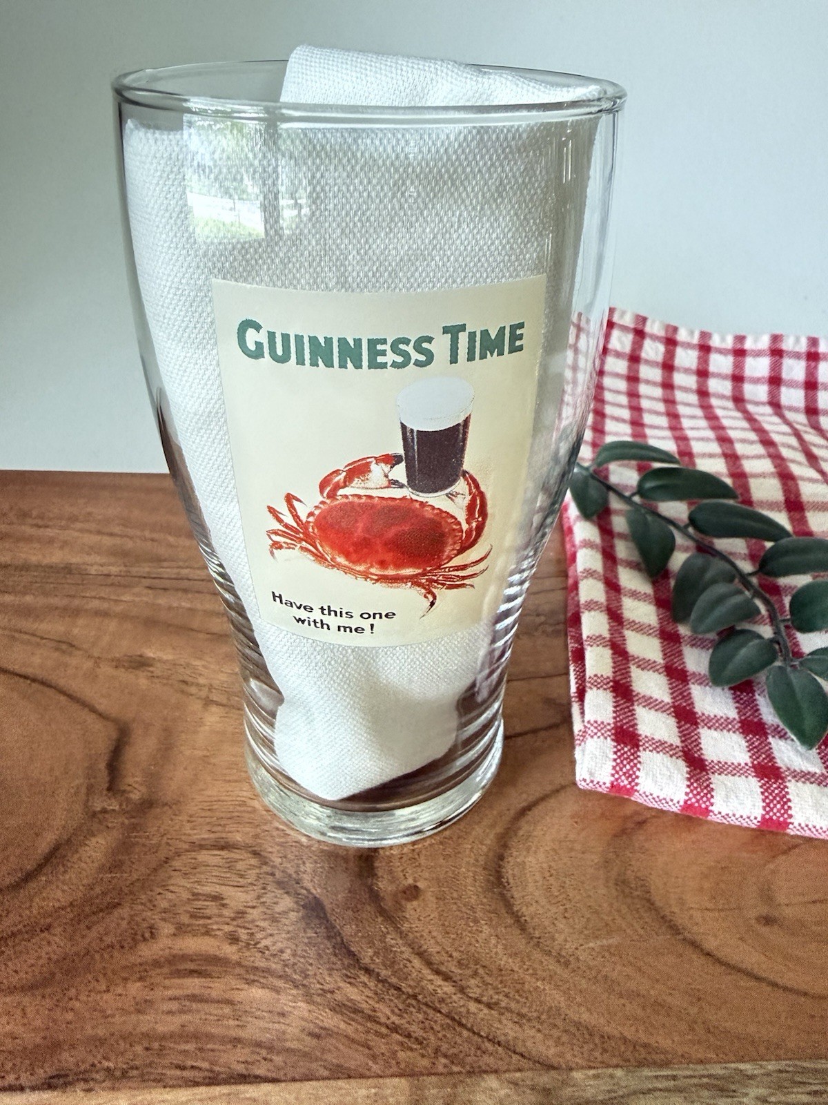 Guinness Time Crab Pint Glass John Gilroy Advertising Art Beer Glass