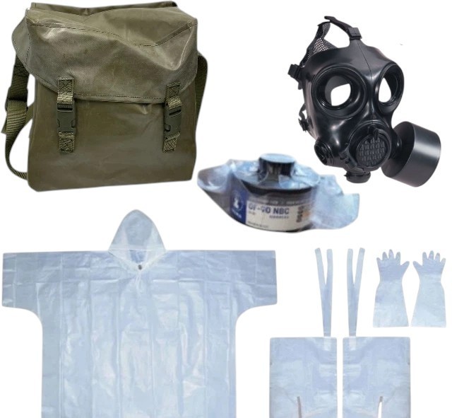 OM-90 Gas Mask, 2x Sealed Filters, Bag & Protective Suit -Small
