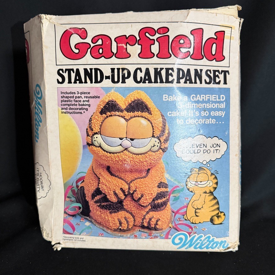Vintage 1981 Wilton Garfield Stand Up 3D Cake Pan Set 2105-2447 Box Instructions