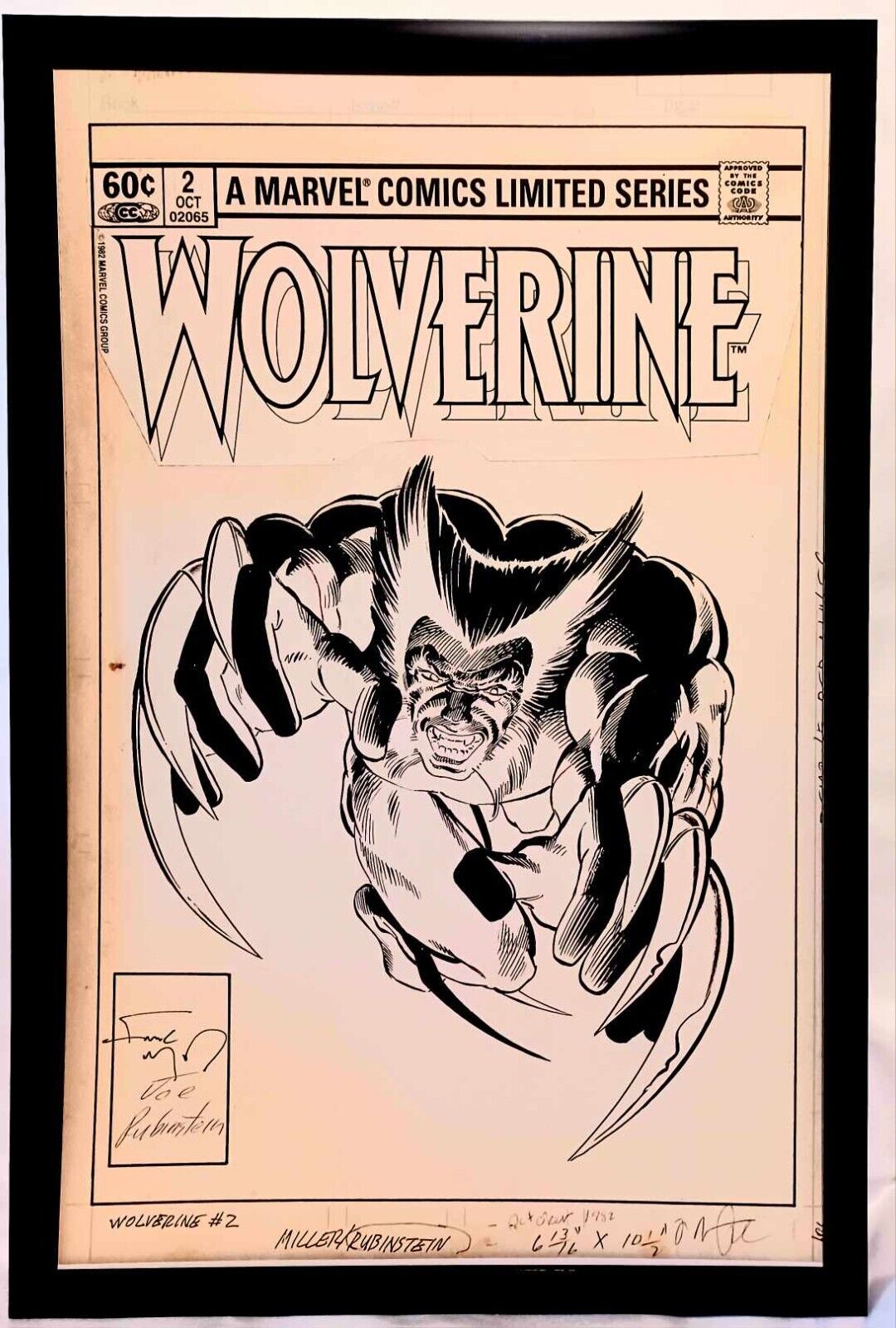 Wolverine #2 by Frank Miller 11x17 FRAMED Original Art Poster Marvel Comics