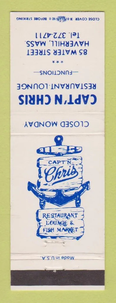 Matchbook Cover - Capt\'n Chris Restaurant Haverhill MA