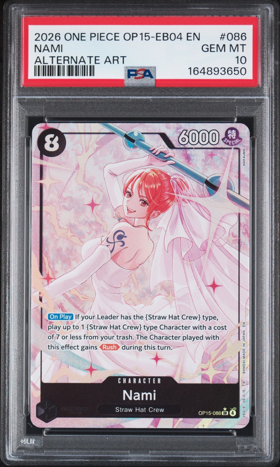 2026 ONE PIECE OP15-EB04-ADVENTURE ON KAMI\'S ISLAND ALTERNATE ART NAMI PSA 10