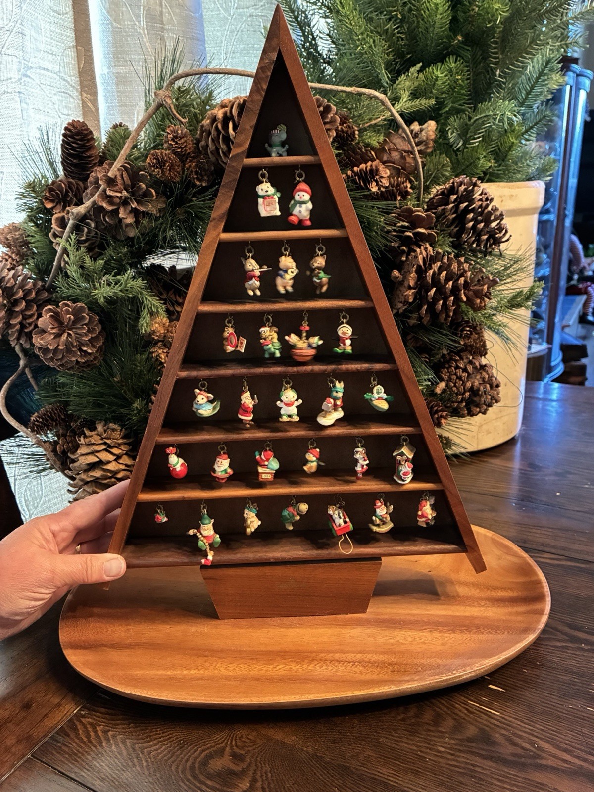 Vintage Hallmark Shadow Box Memory Tree With 26 Ornaments 