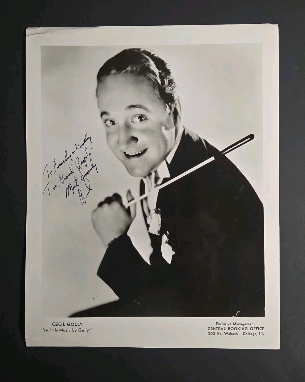Vintage Cecil Golly Signed 8x10 Promo Photo Music By Golly Orchestra Leader