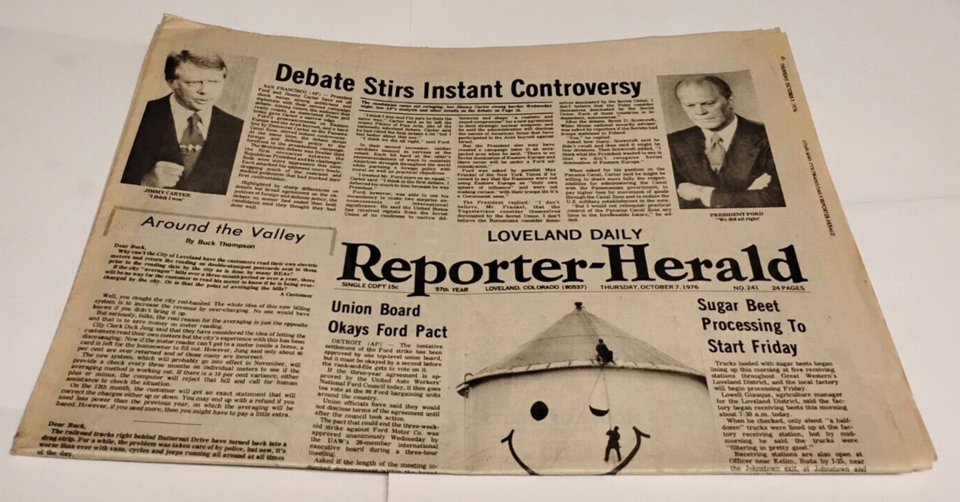 Reporter Herald Jimmy Carter Debate Thursday October 1976 Loveland CO Newspaper