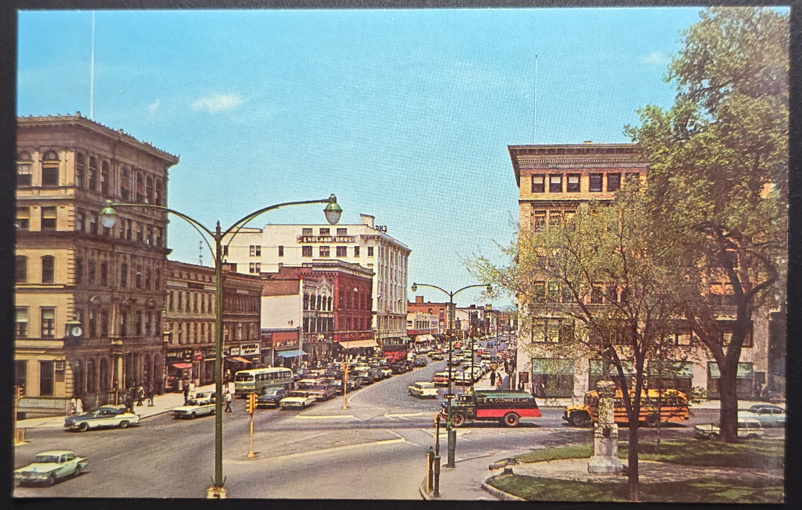 North Street Pittsfield Massachusetts Park Square 1950s Crown Color Views