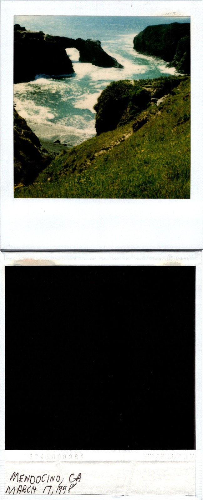 Pacific Coastline Mendocino, CA 3/98 Found Photo V1093