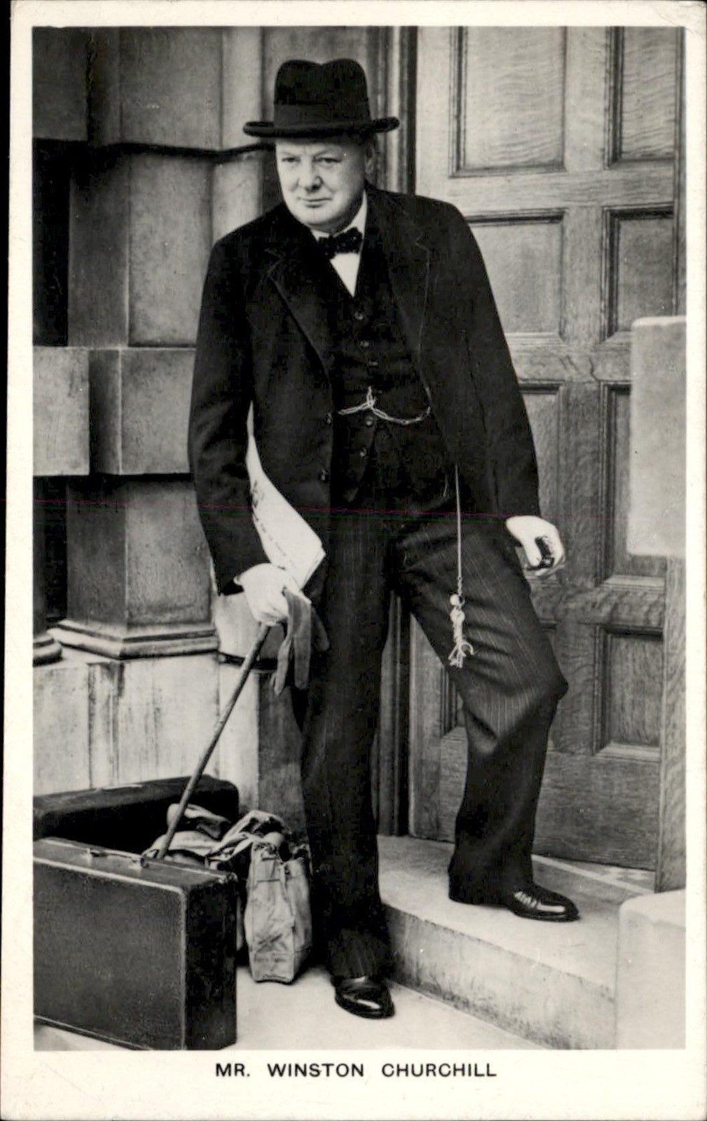 Winston Churchill Historical Event c1940s-50s Real Photo Vintage Postcard