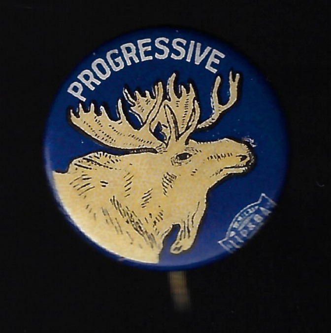 1912 Teddy Roosevelt Progressive Bull Moose Party Presidential Campaign Button
