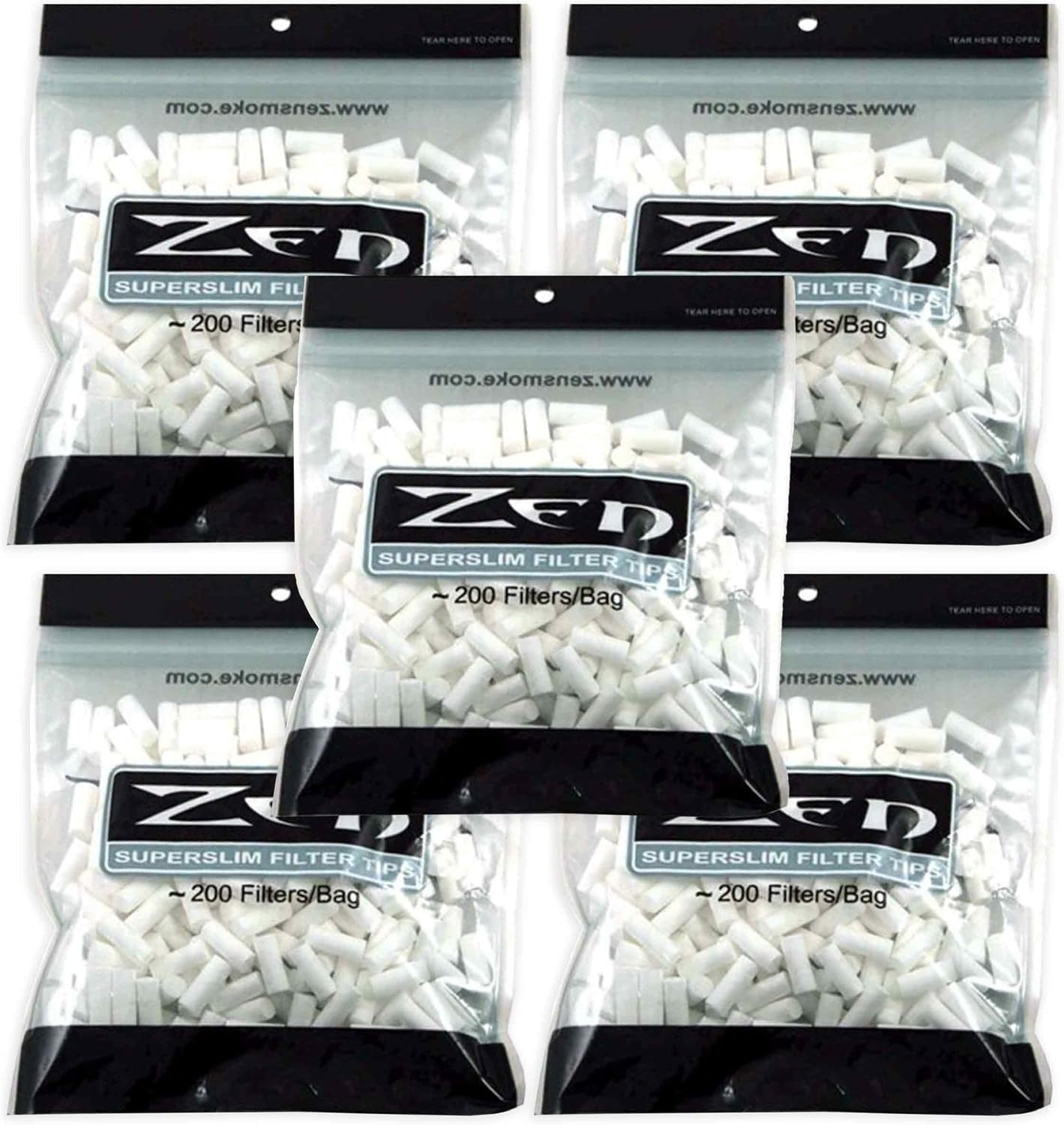 5 Bags Zen Super Slim Hand Rolled Cigarette Filter Plug Tips 6mm Total 1000-6001