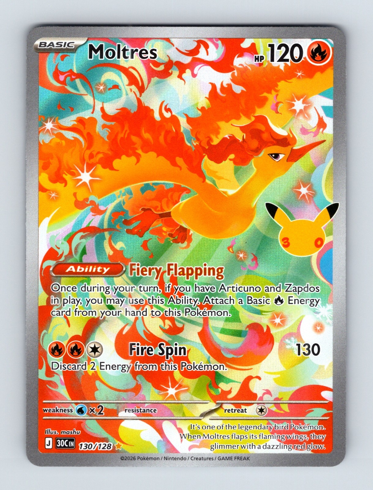 Pokemon TCG - Moltres - 130/128 - ME: 30th Celebration (30C)