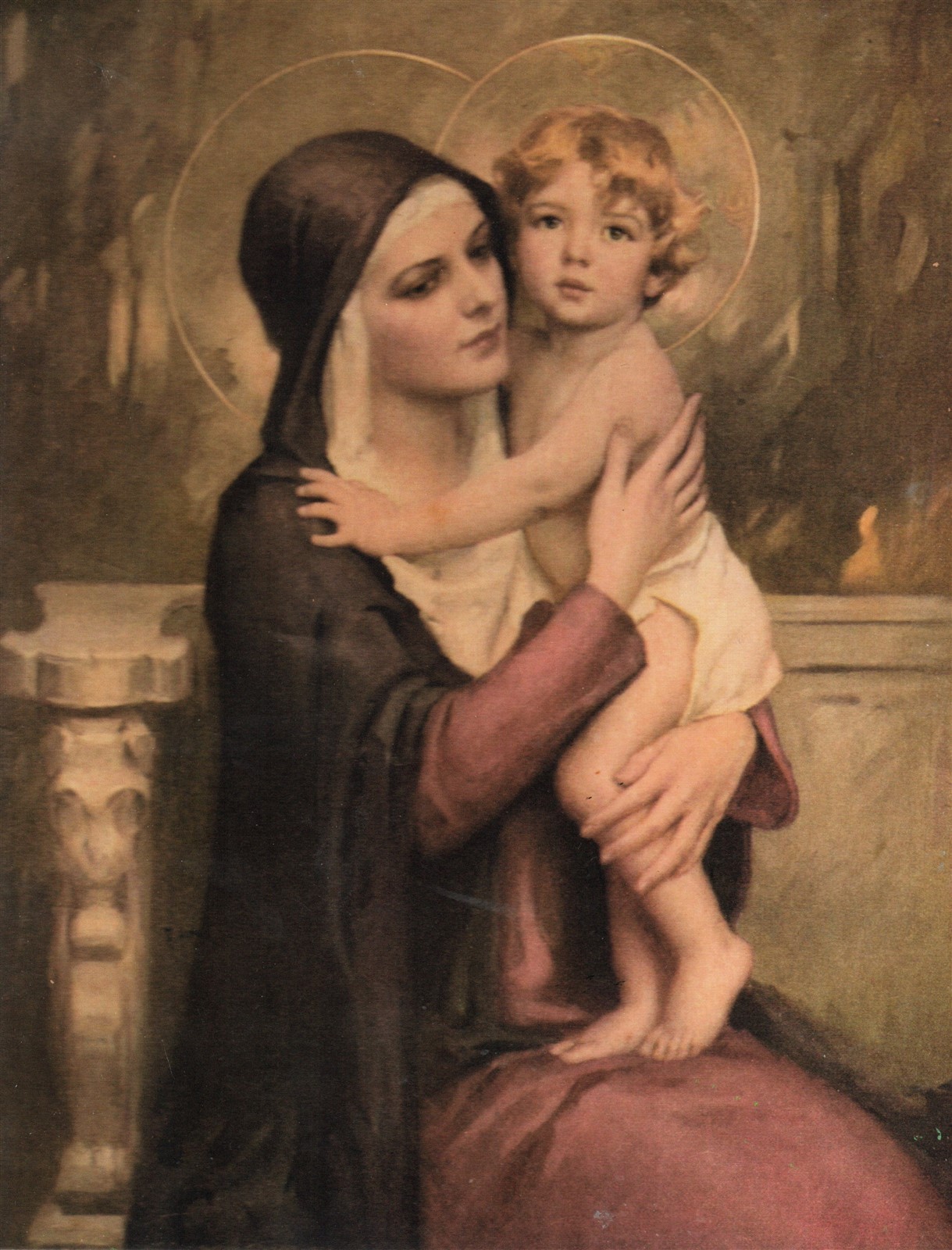 Catholic Print Picture Blessed Virgin Mary and Child Jesus by Bosseron Chambers