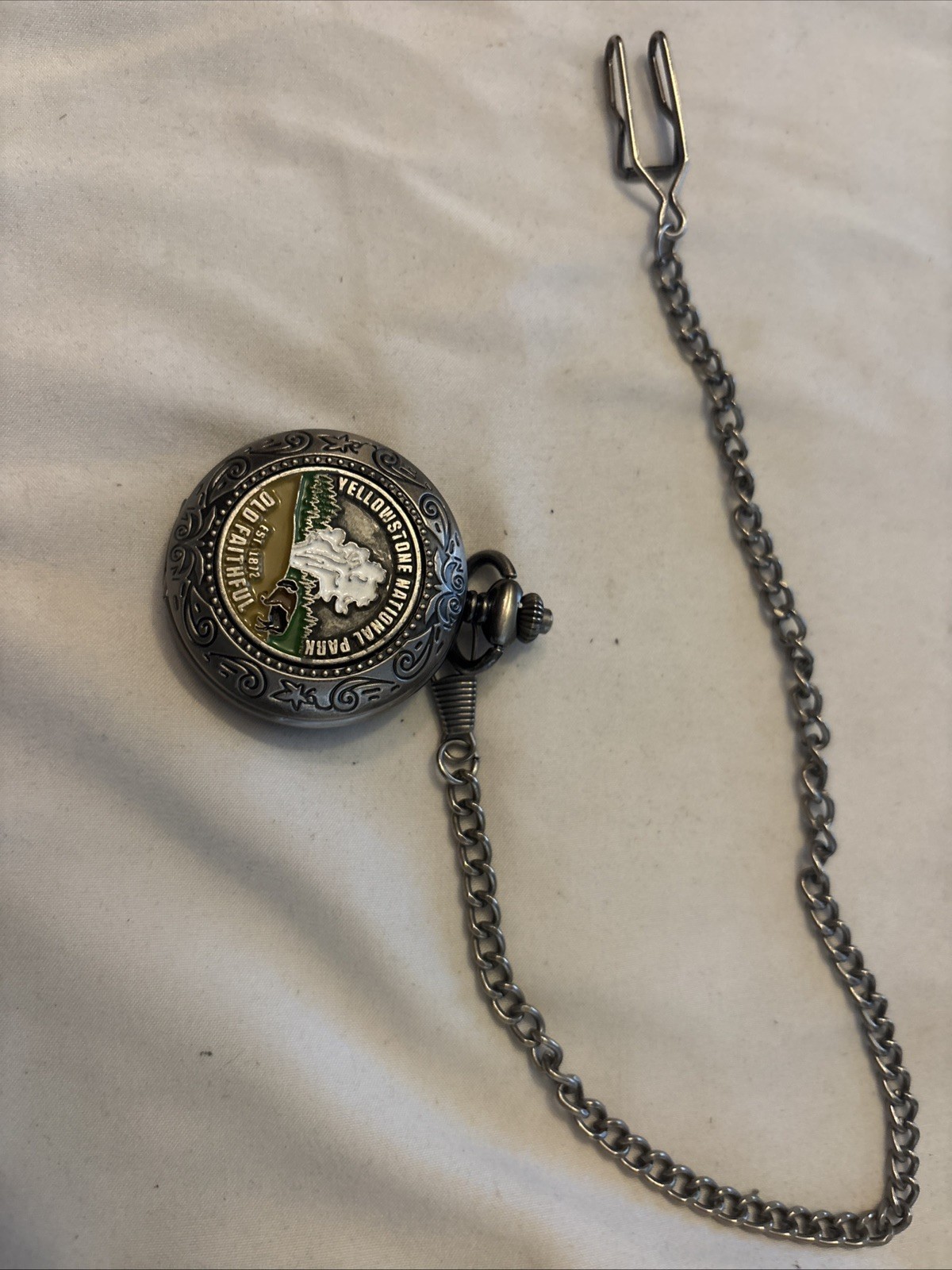 Vintage Yellowstone National Park- Old Faithful Pocket Watch 