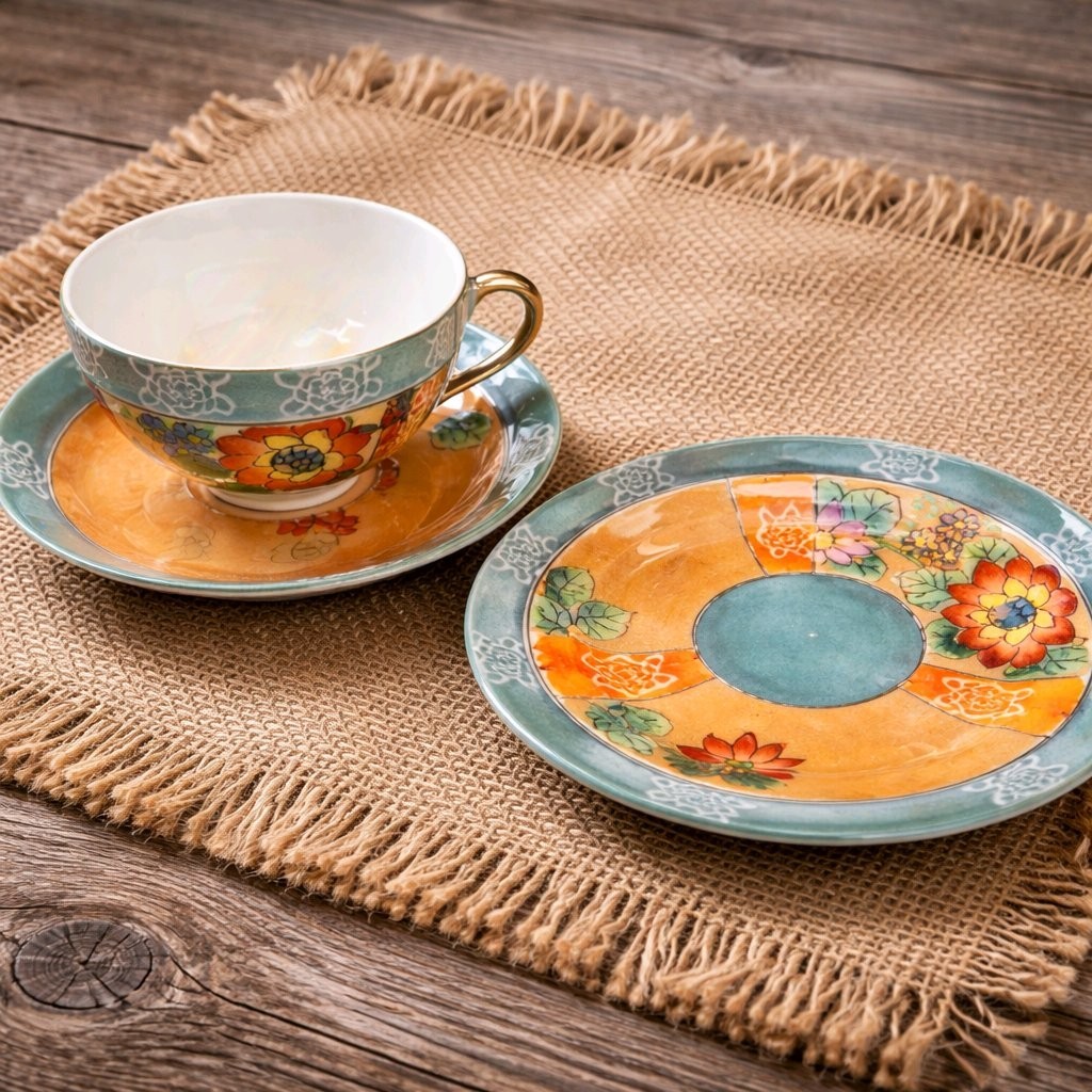 VTG Tashiro Shoten Lusterware Tea Cup Set 1 Cup Saucer Plate 1920-1930\'s Japan