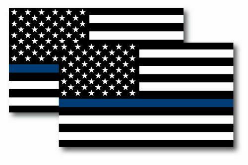 2X THIN BLUE LINE AMERICAN FLAG MAGNETS 6 x10 INCH PACK OF 2 MAGNETS CAR FRIDGE