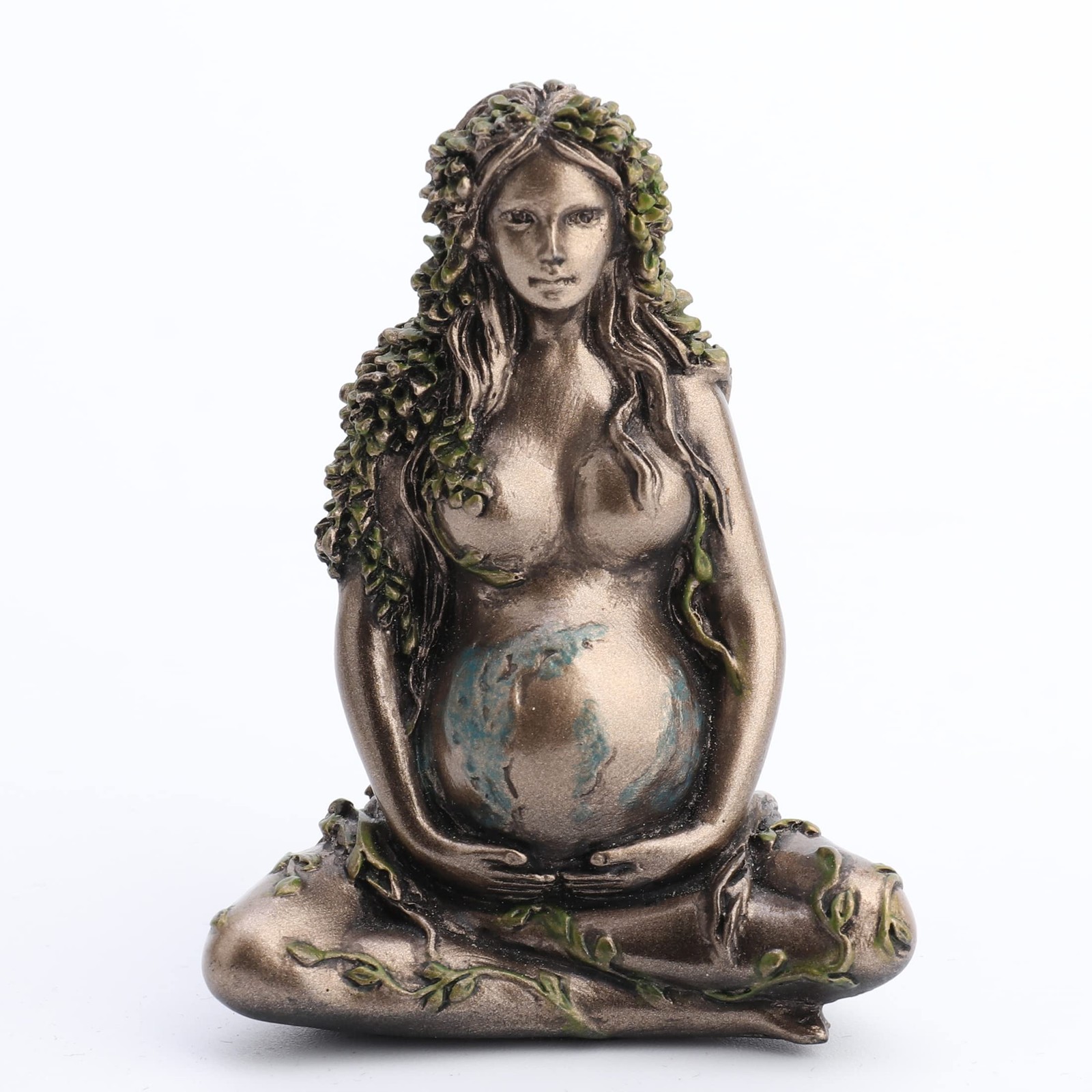 Veronese Design Mother Earth Gaia Sitting Lotucs Pose Painted Bronze Finish