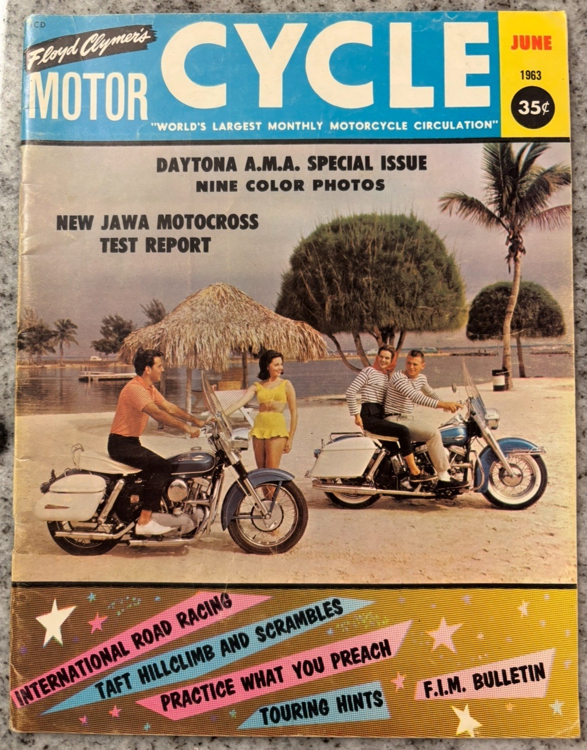 Cycle Magazine June 1963 VTG Harley-Davidson Touring & Sportster Cover VG+