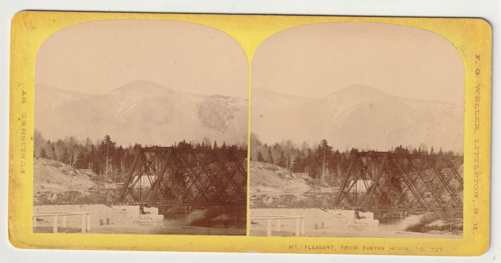MT PLEASANT FROM FABYAN HOUSE - RR BRIDGE - WHITE MOUNTAINS NEW HAMPSHIRE WELLER