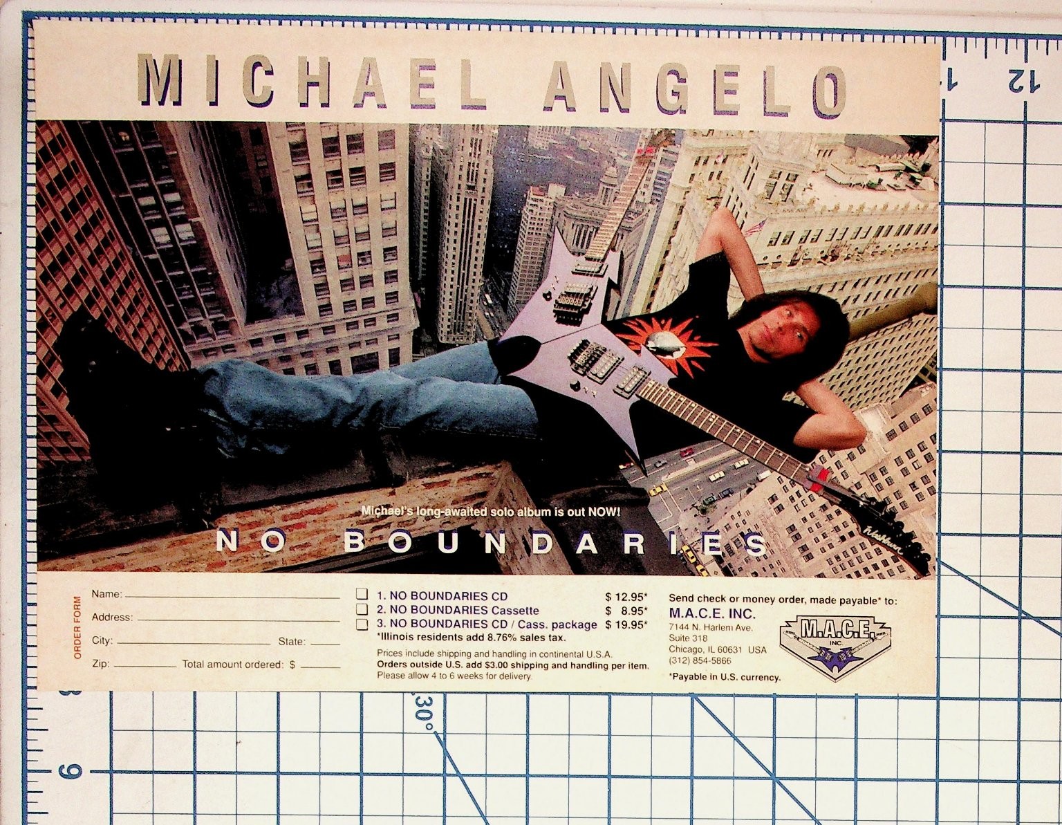 Michael Angelo No Boundaries Album Promo Flyer Order Form M.A.C.E. Inc. Chicago