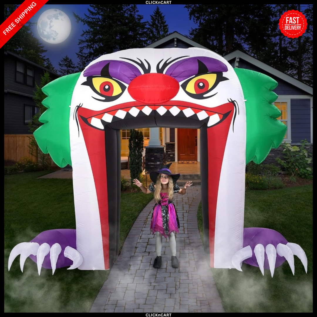 10FT Halloween Inflatable Clown Archway Scary Blow Up Yard Lawn Decor