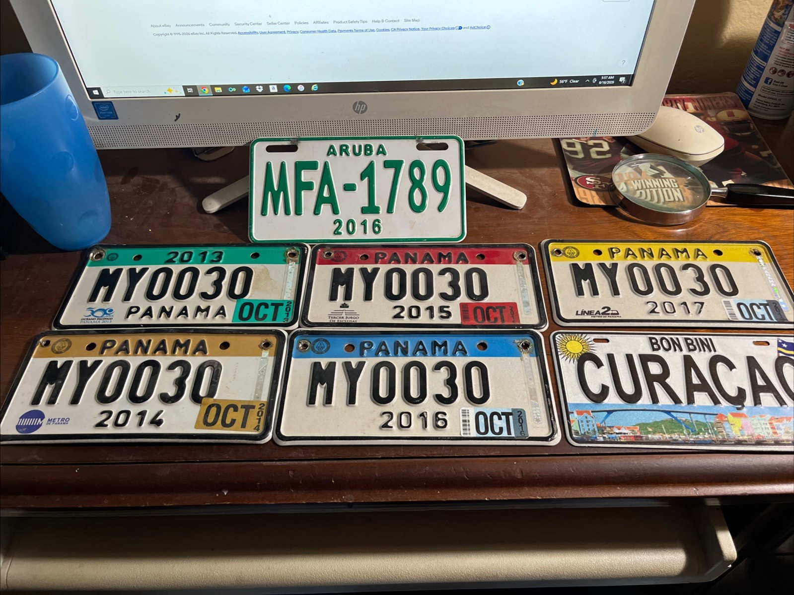 GROUP LOT OF 7 PANAMA  curacao aruba motorcycle license plates