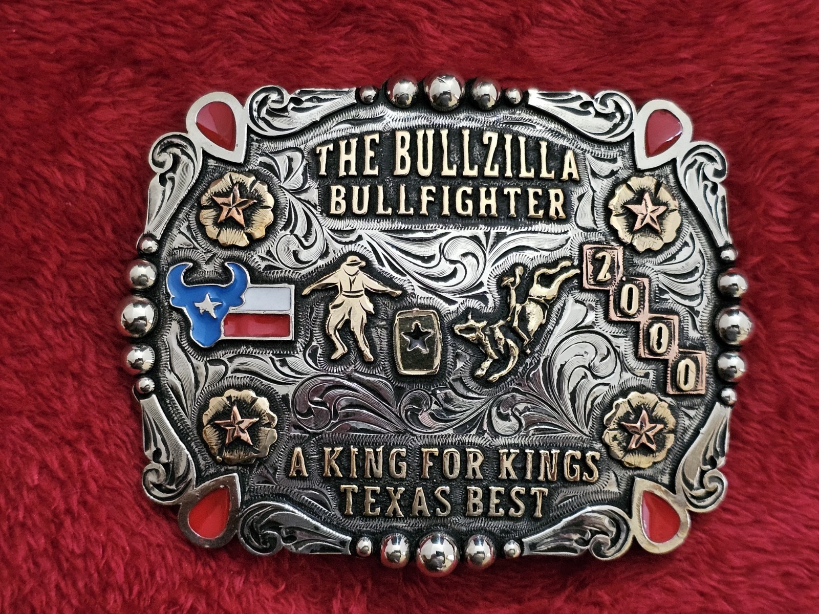 Champion Bullfighting X~Treme Rodeo☆2000☆TROPHY BUCKLE☆Texas Bullzilla☆RARE☆831