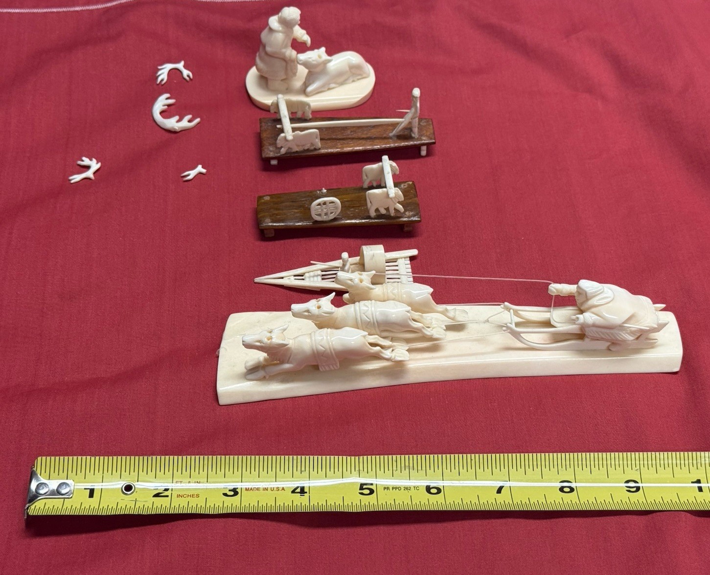 Eskimo Sled on Bone With Dogs Antlers + More Russian
