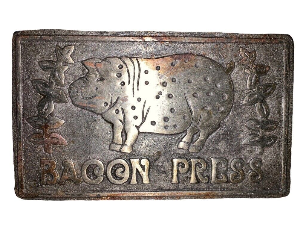 Vintage Cast Iron Bacon Press With Wooden Handle