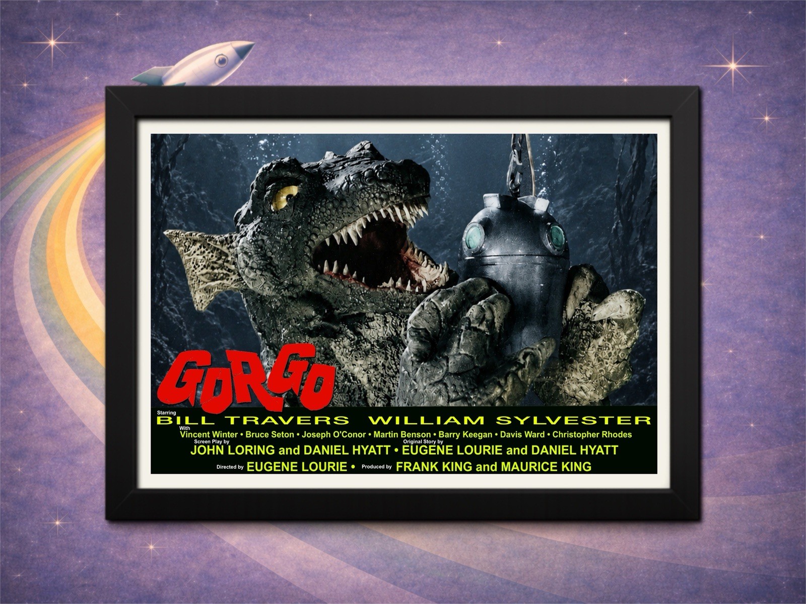 Framed Gorgo Attacks Diving Bell Lobby Card Art Monster Movie Print 1961