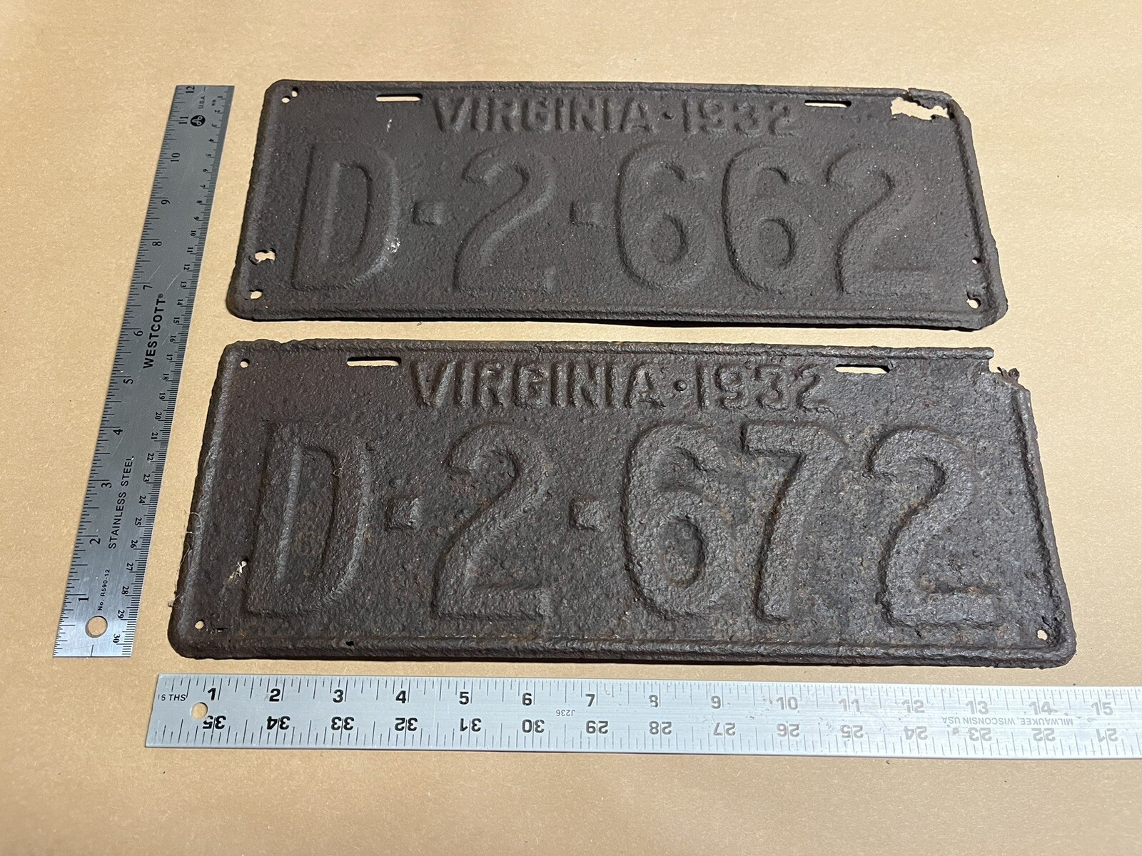 1932 Dealer Virginia License Plates Restoration Project Rare D Series Lot Ford