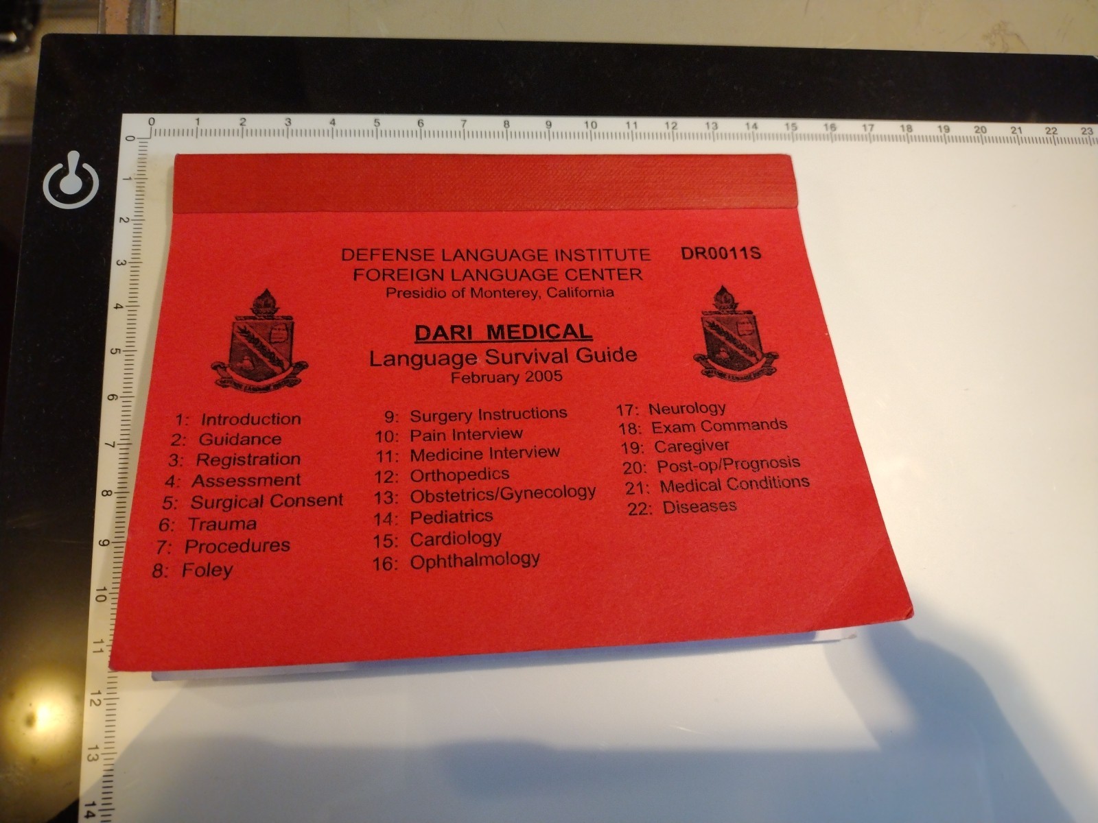 2005 US Military DLIFLC Dari MEDICAL LANGUAGE Guide DR0011S Afghanistan