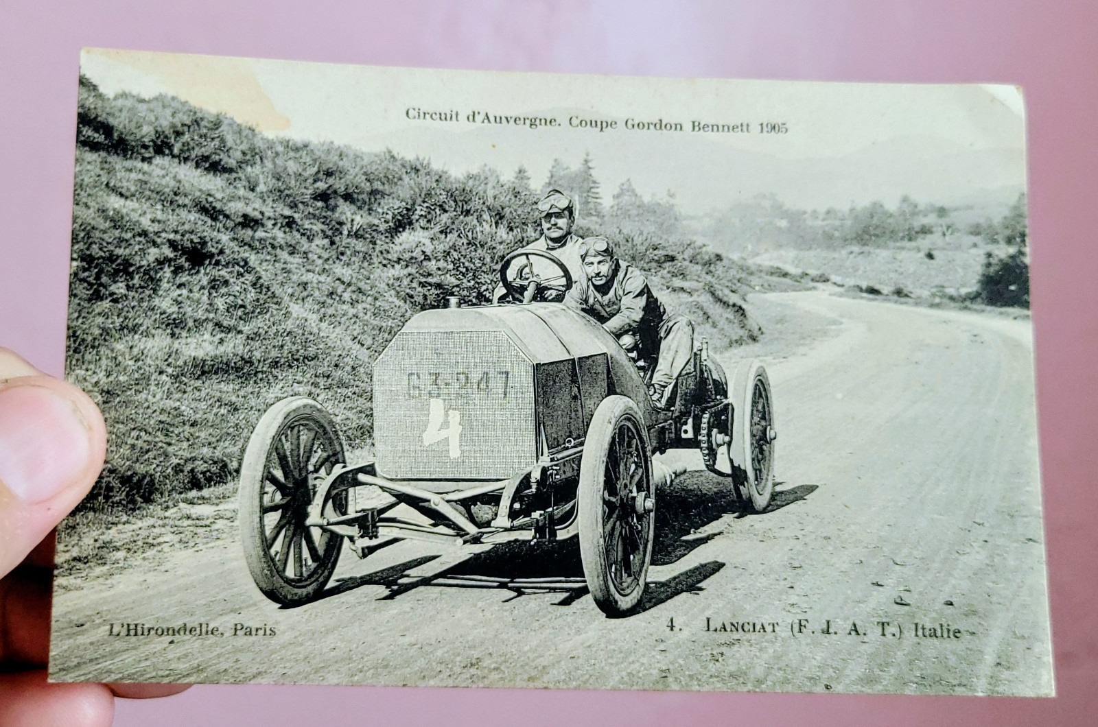 Antique Auto Racing Postcard c1907 RPPC Vincenzo Lancia FIAT French Grand Prix Antique Auto Racing Postcard c1907 RPPC Vincenzo Lancia FIAT French Grand Prix