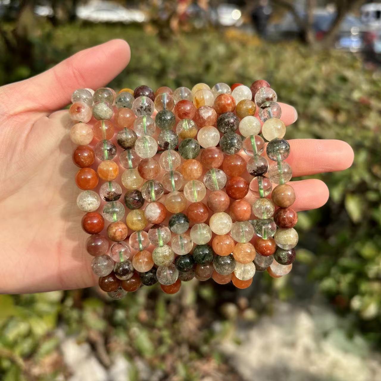 8MM Natural Color Garden Quartz Bracelet Quartz Crystal Round Beads Healing Gift