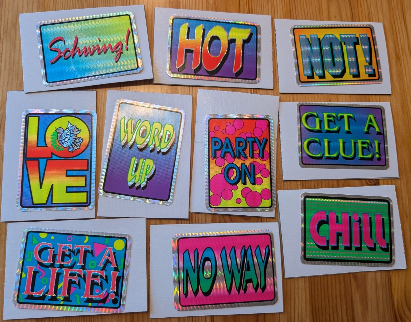 VINTAGE NOS NEON 1990s PRISM STICKER LOT OF 10 VENDING MACHINE NEW OLD STOCK