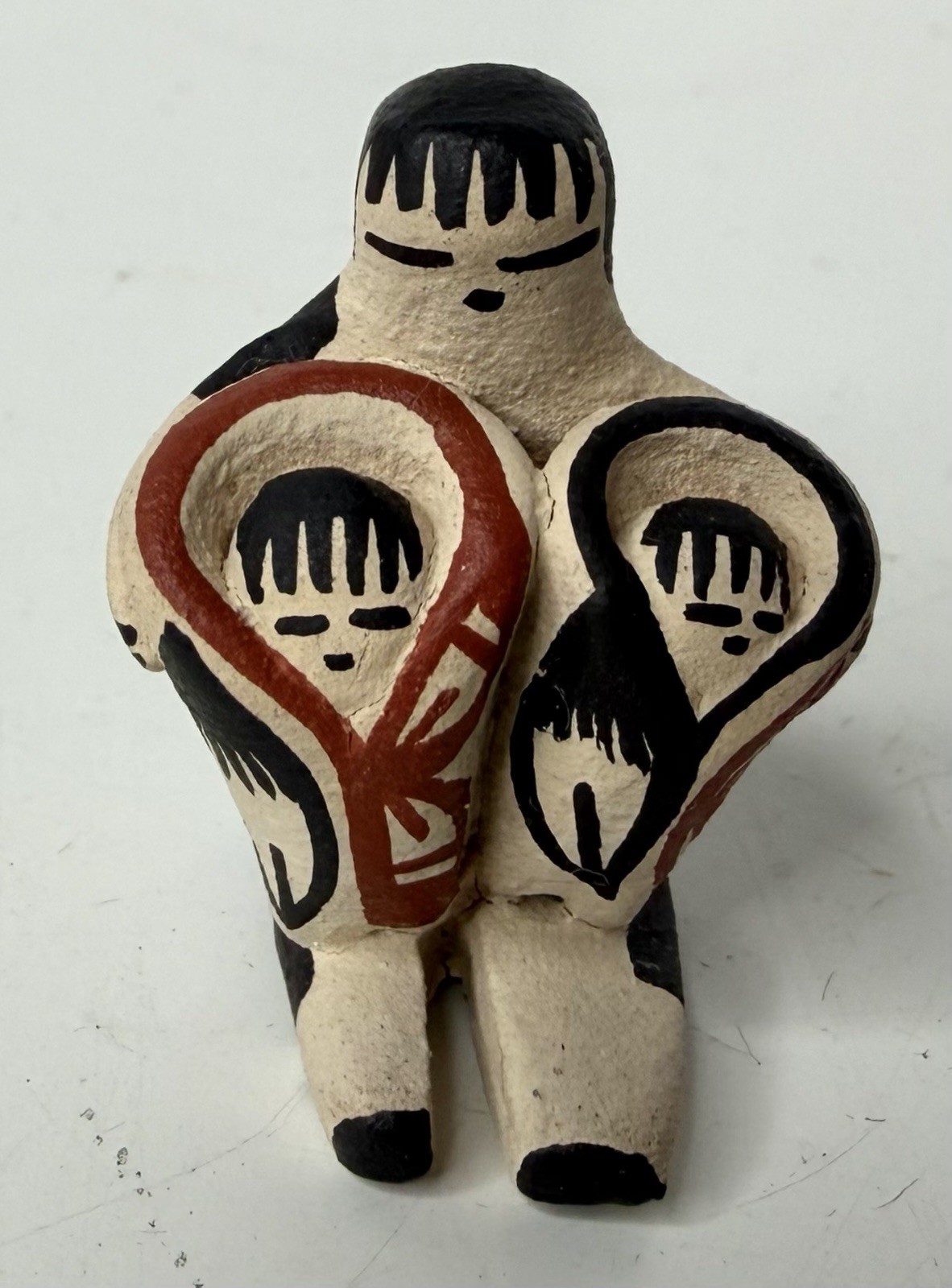 Miniature Jemez Pottery Storyteller Signed M.C Native American 1.125\ Miniature Jemez Pottery Storyteller Signed M.C Native American 1.125\
