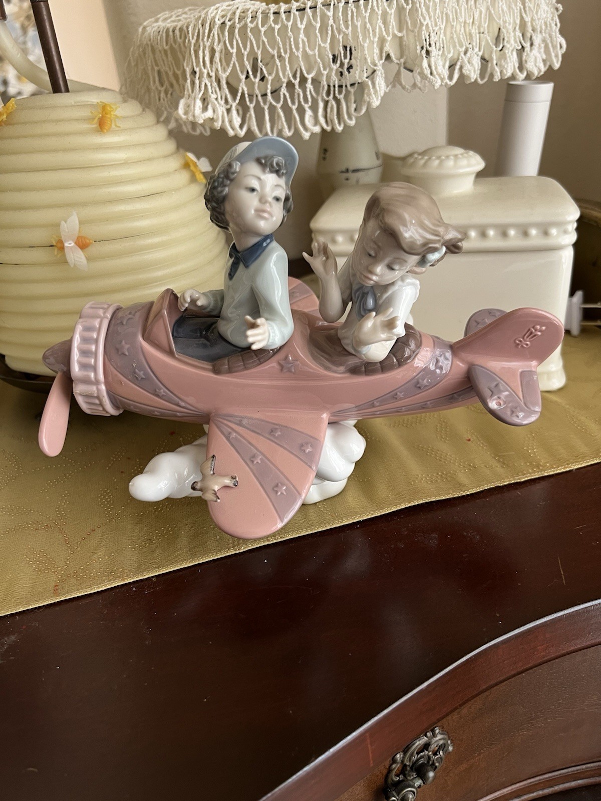 Lladro 5698 Don\'t Look Down Porcelain Figurine Airplane Retired - AS IS READ