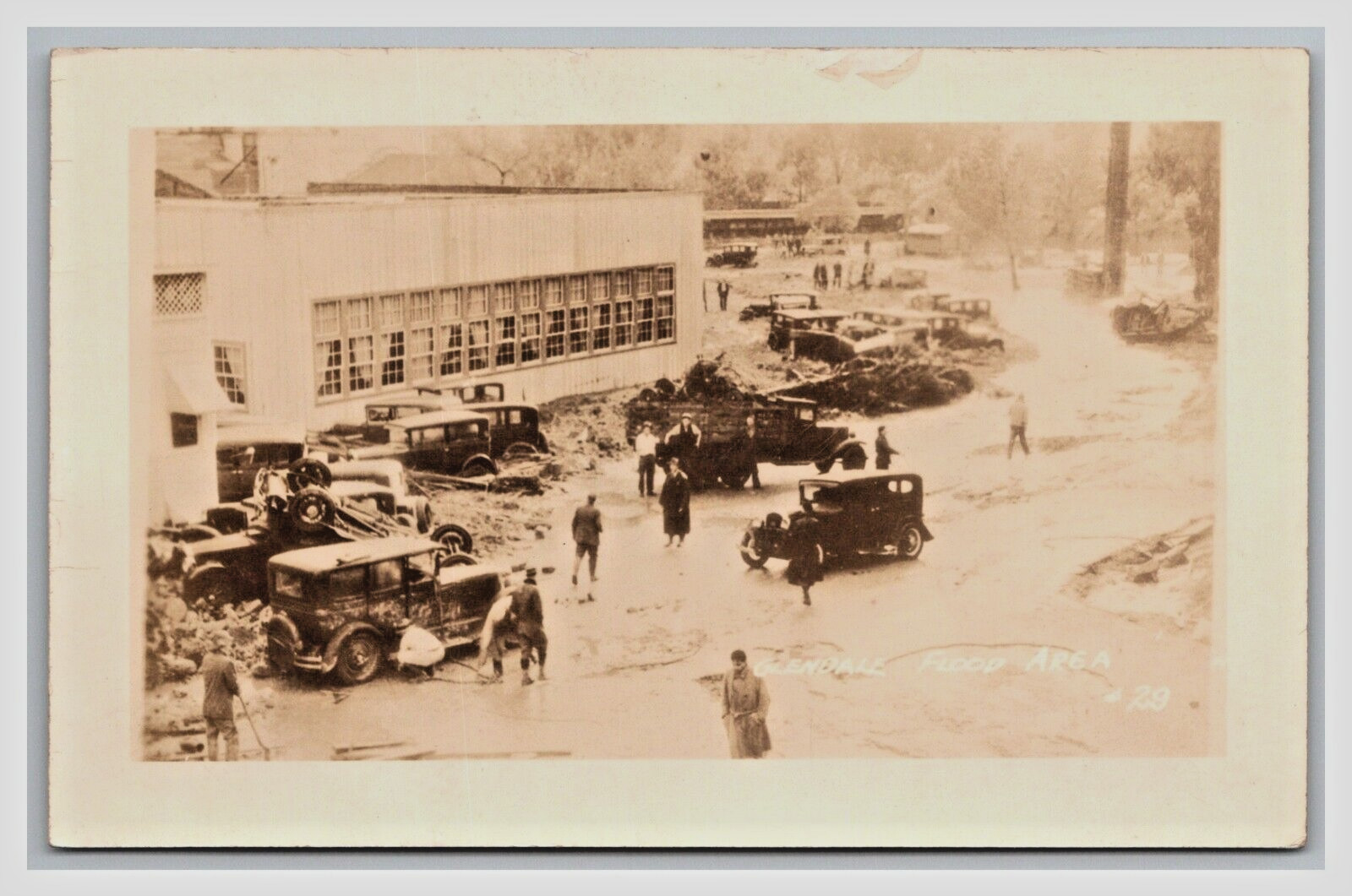 Glendale California  Aerial RPPC Flood Area Near Los Angeles River Disaster