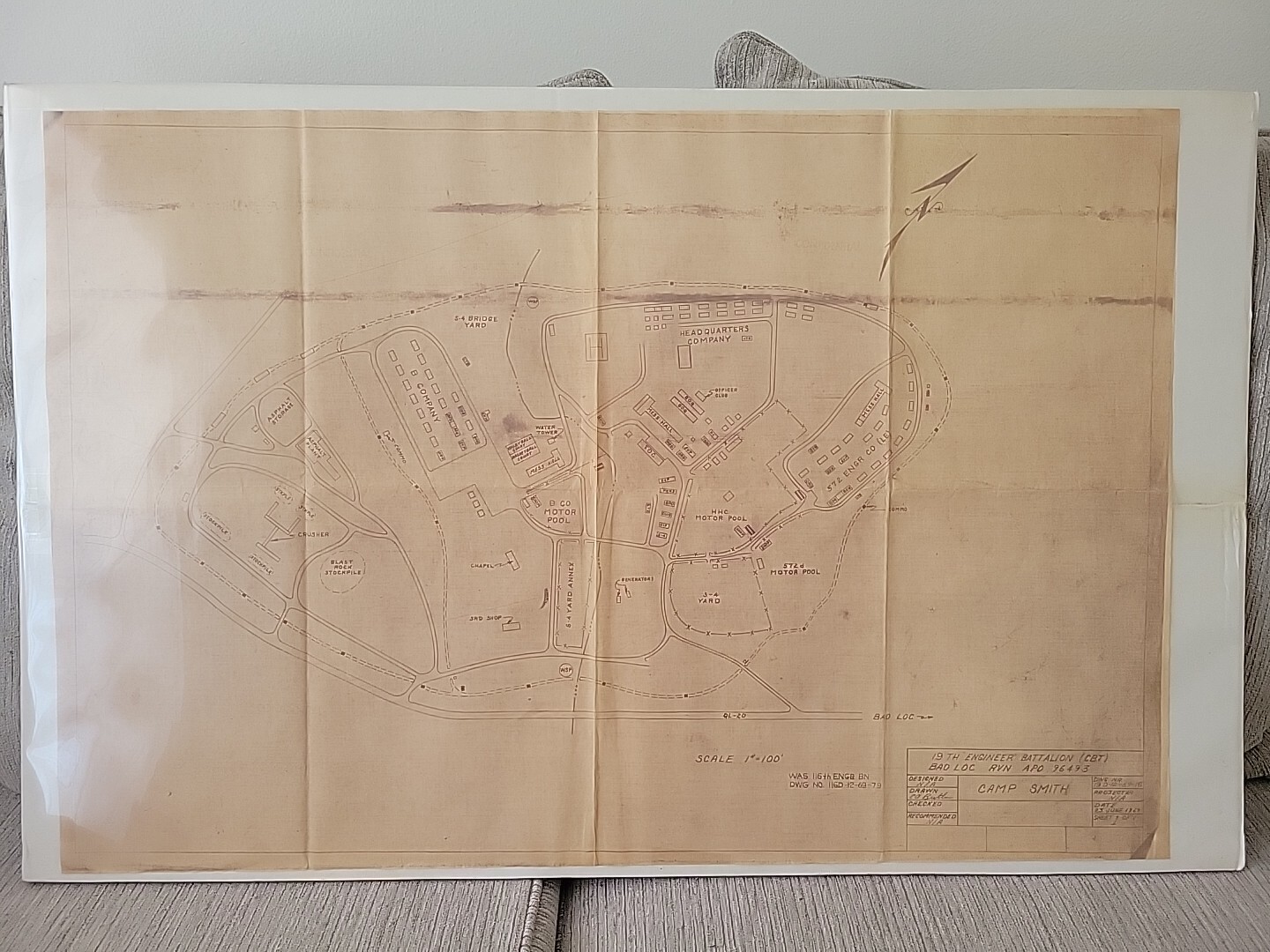 Vintage Camp Smith 1969 Bao Loc Engineer Very Rare 116th War Map Relic Amazing