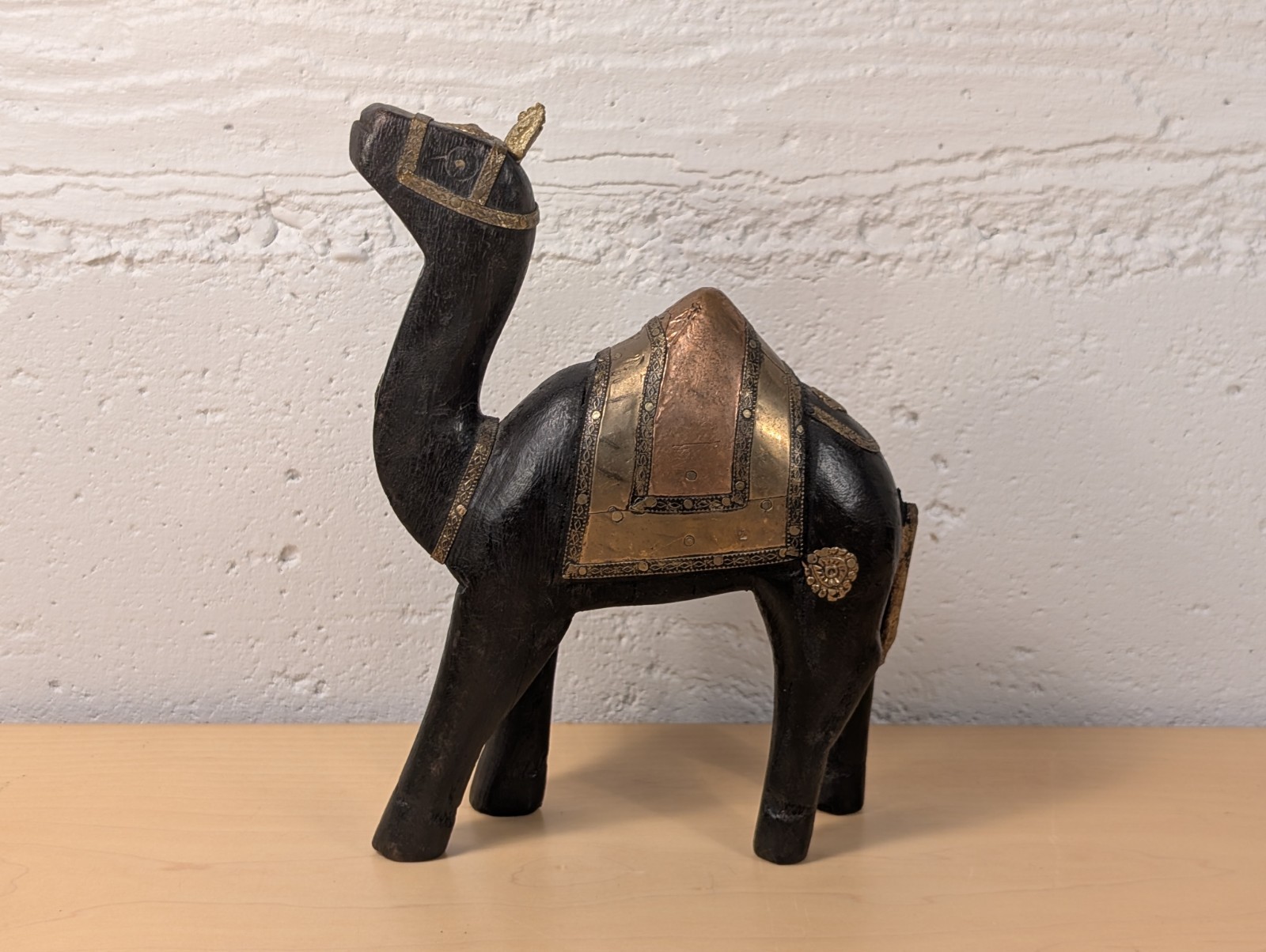 Vintage Hand Carved Brass and Copper Camel Figurine