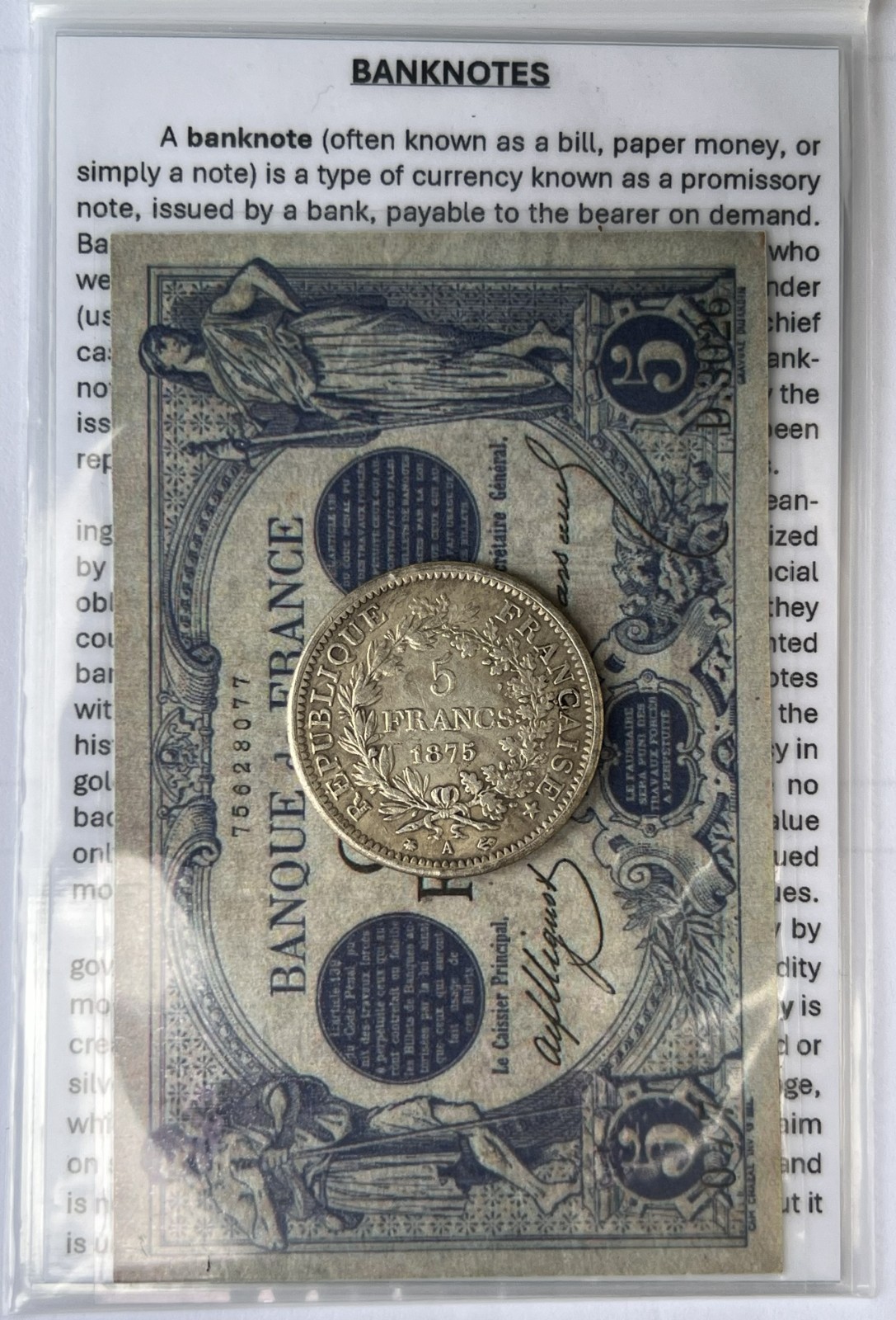 1875 French Hercule Third Republic 5-Francs (Steel) Coin REPLICA - R7